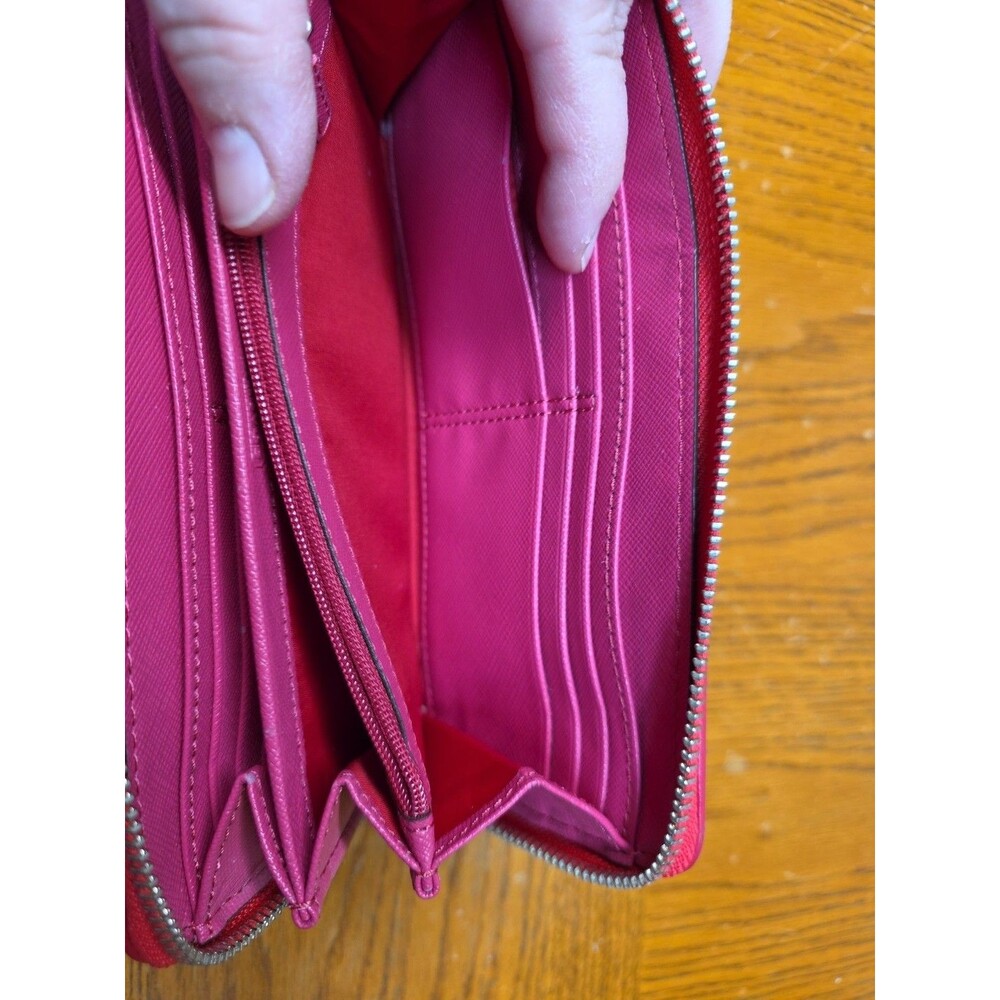 Coach Madison Gathered Leather Zip Around Wallet Raspberry - Picture 9 of 12